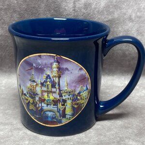 Disneyland 50th Anniversary Blue Ceramic Mug With Castle & Gold Mickey Design 3D
